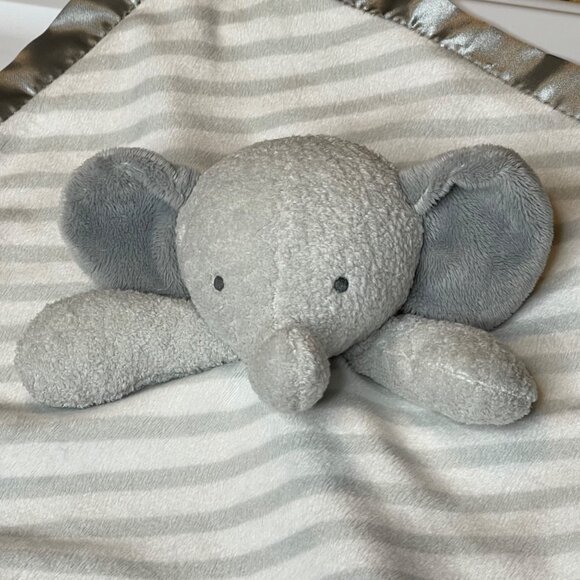 Cloud Island Gray Elephant Plush Lovey Security Blanket Satin Trim 14x14 - Picture 2 of 7